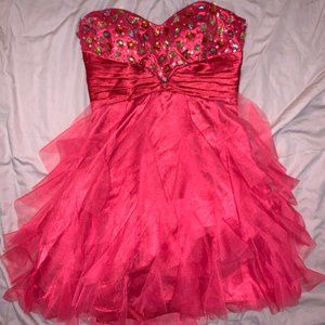 Hot pink strapless dress